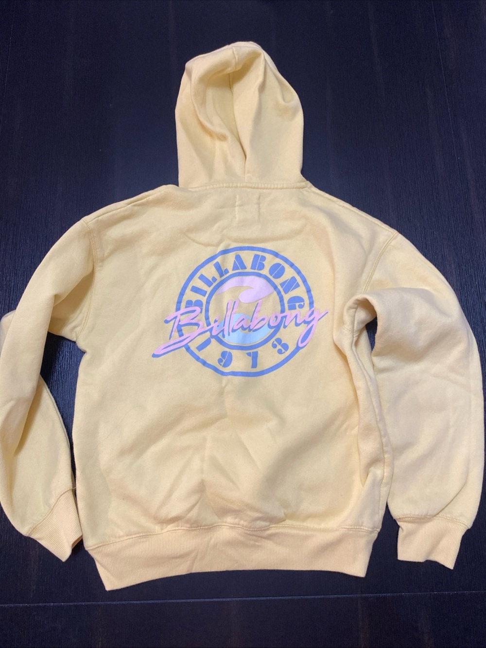 Billabong Pale Yellow Hoodie with Pastel Back Logo